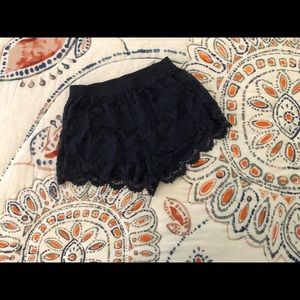 Abercrombie and Fitch navy lace shorts